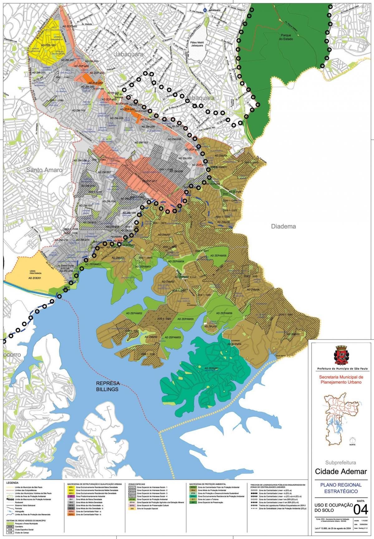 Карта на Cidade Ademar São Паоло - Окупацијата на почвата
