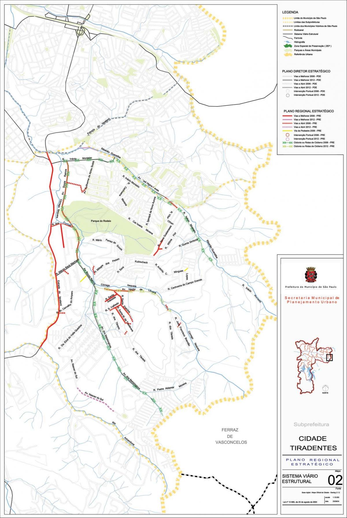 Карта на Cidade Tiradentes São Паоло - Патишта