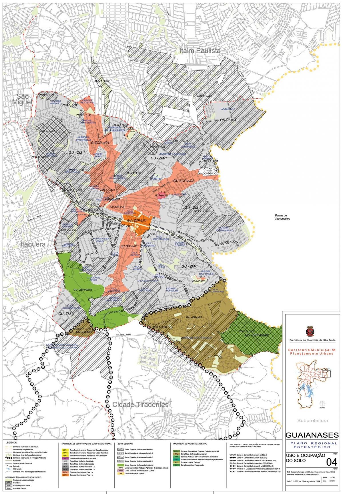 Карта на Guaianases São Паоло - Окупацијата на почвата