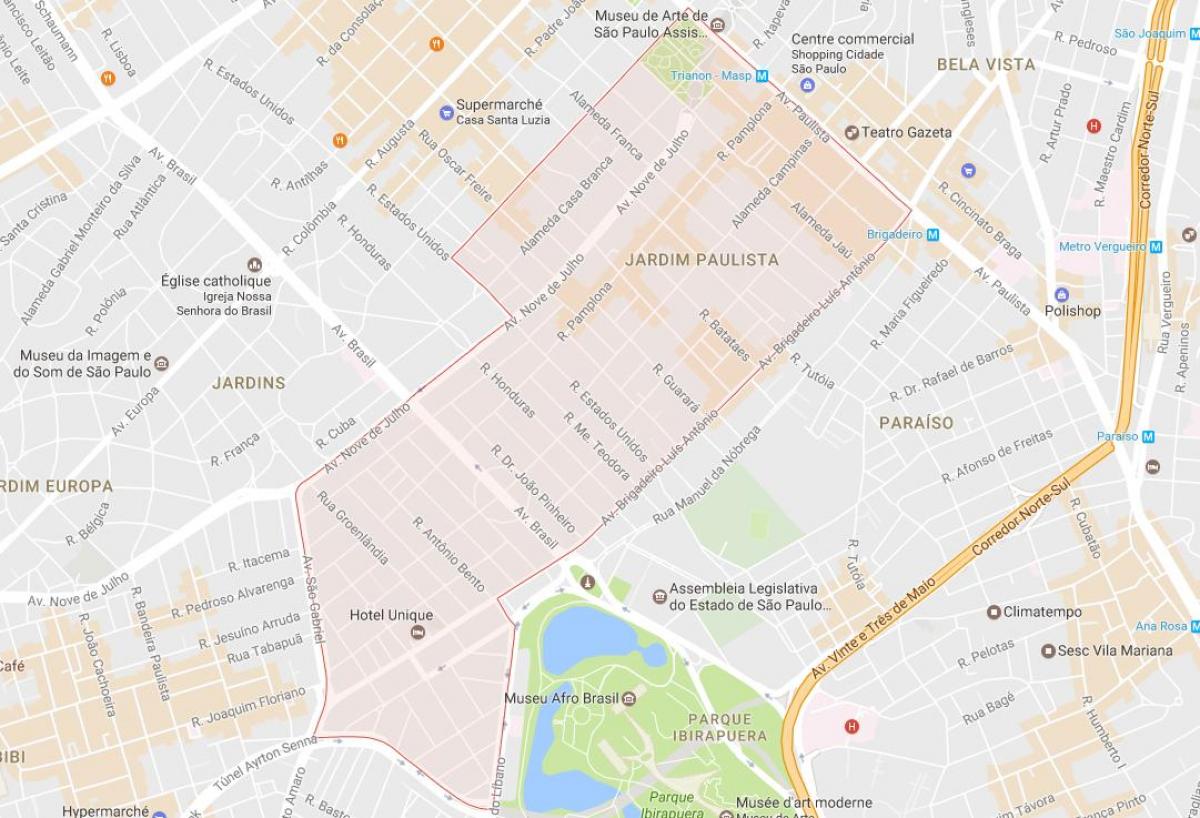 Карта на Jardim Paulista São Паоло