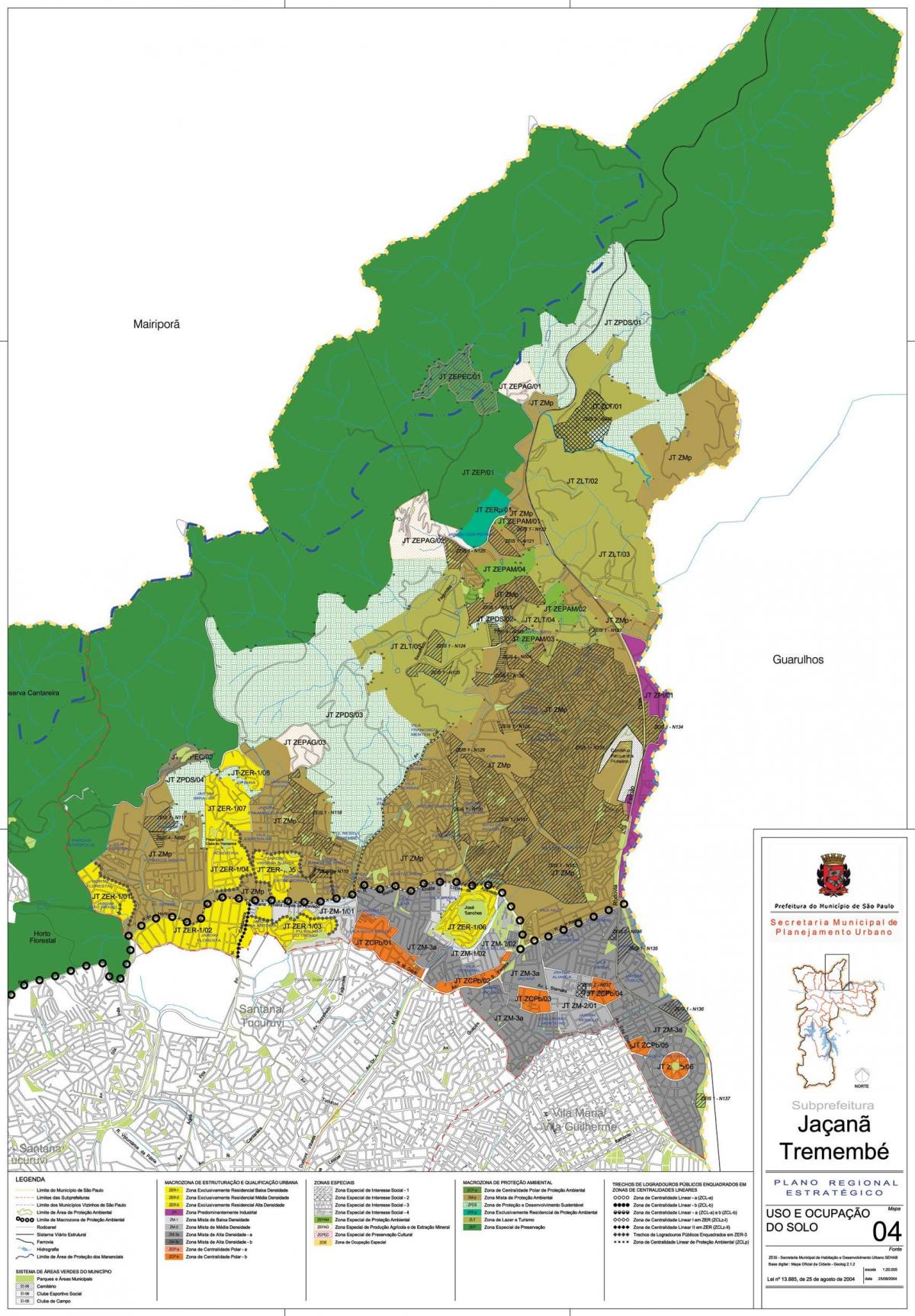 Карта на Jaçanã-Tremembé São Паоло - Окупацијата на почвата