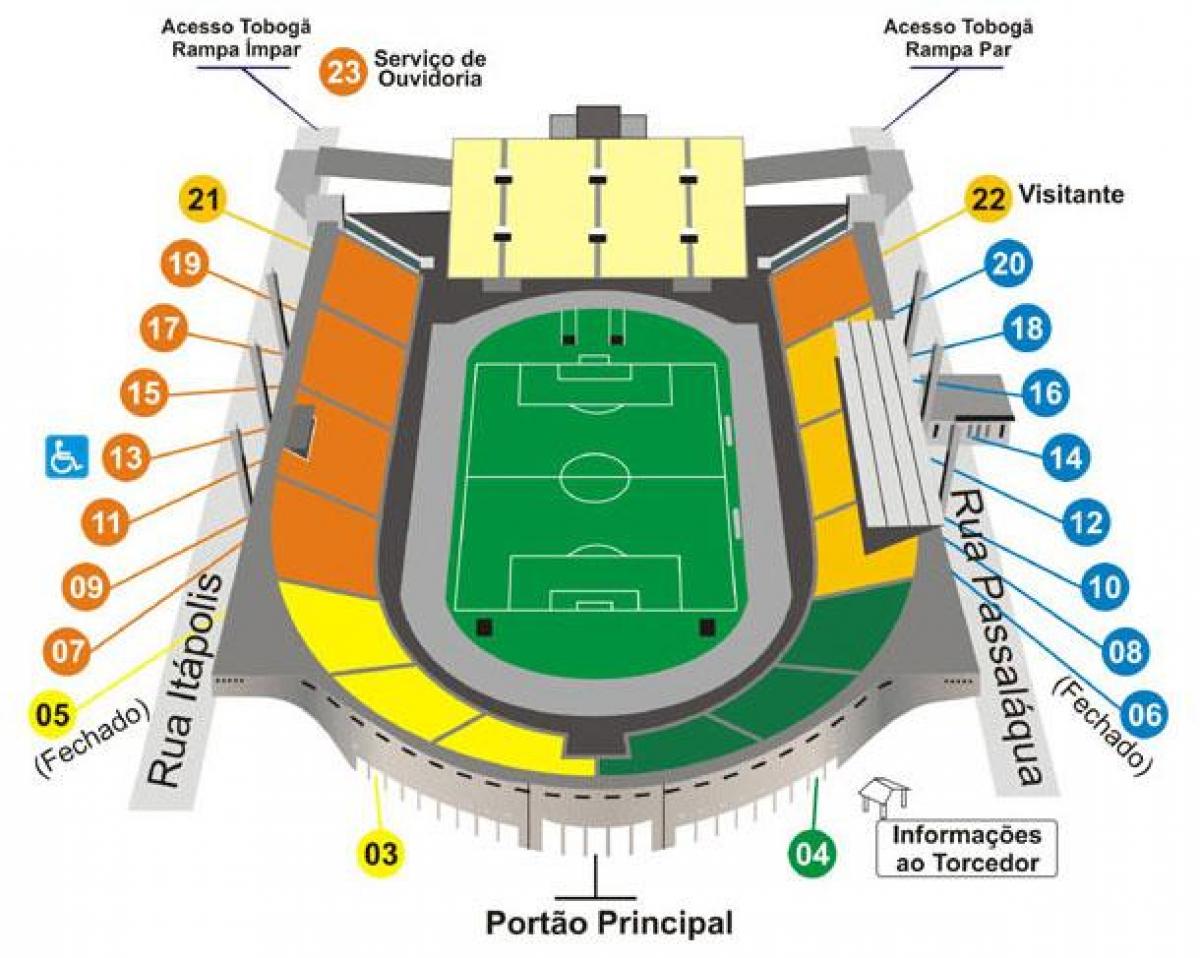 Карта на Pacaembu São Паоло стадионот