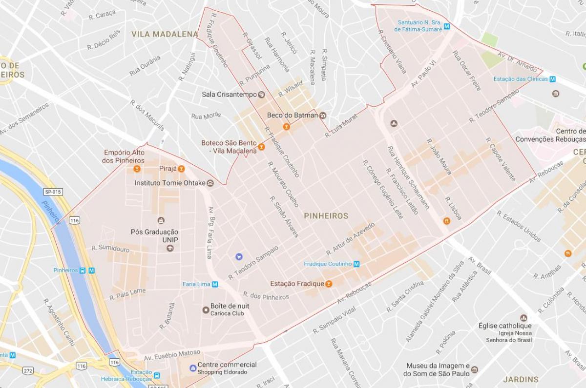 Карта на Pinheiros São Паоло