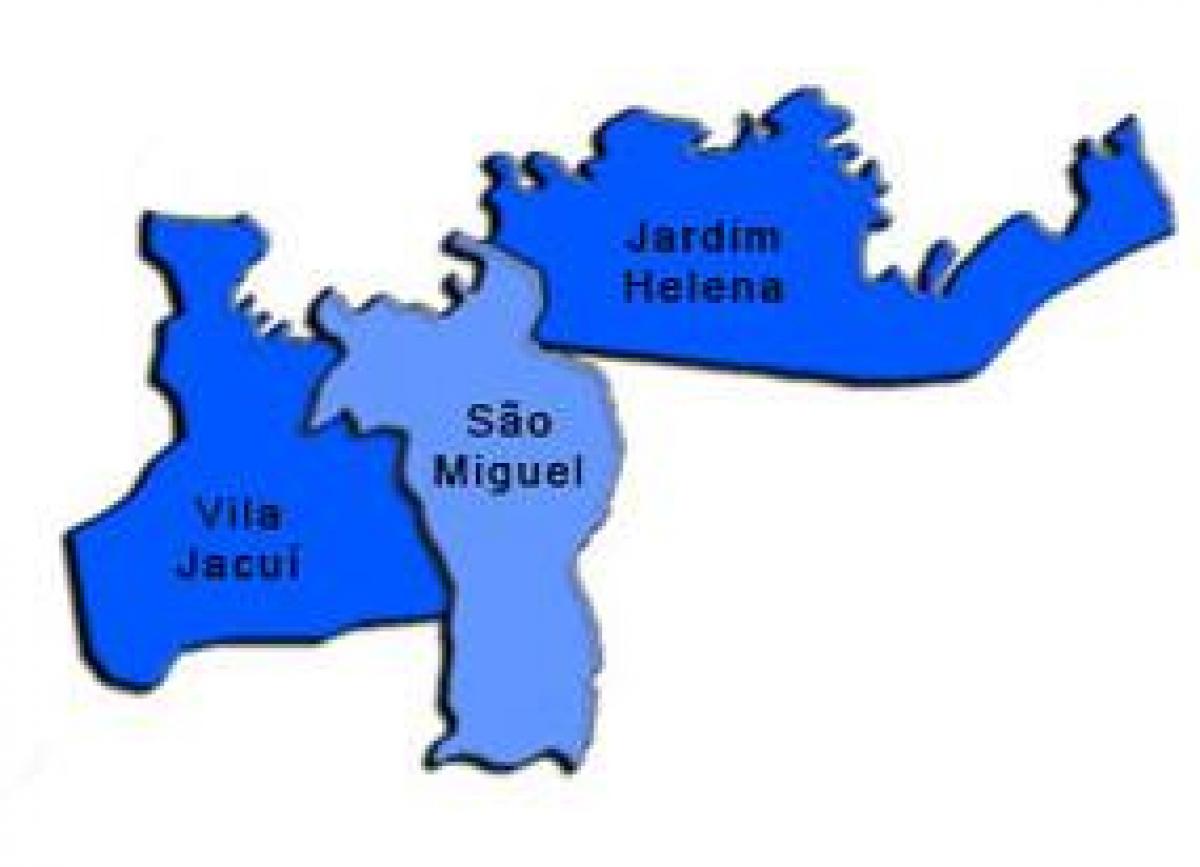 Карта на São Мигел Paulista под-префектурата