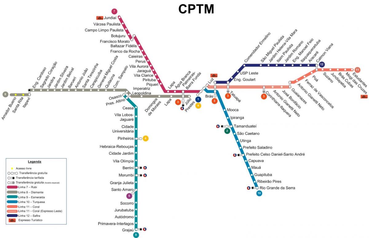 Карта на São Паоло CPTM