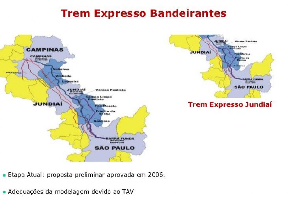 Карта на São Паоло Expresso Bandeirantes