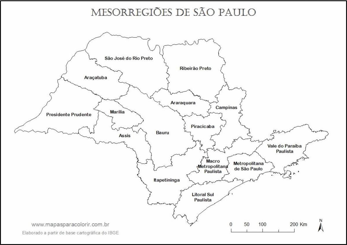 Карта на São Паоло богородица - региони имиња