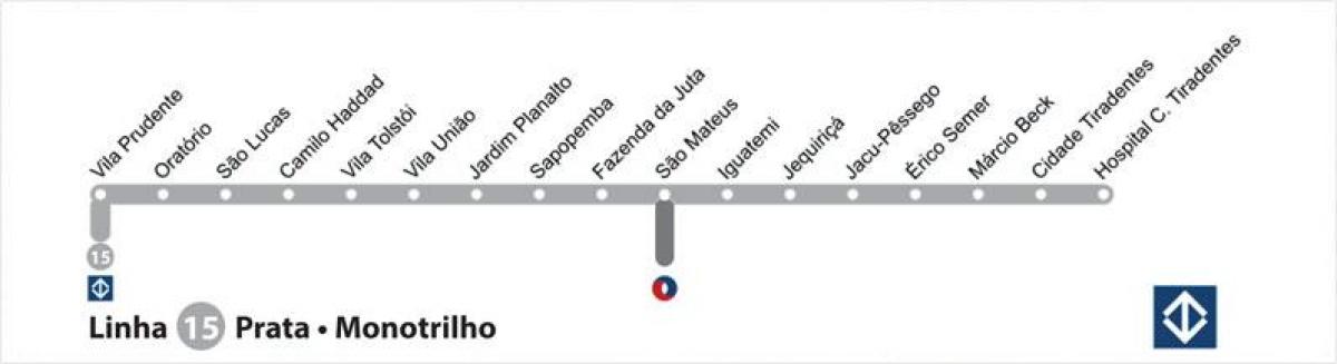Карта на São Паоло метро - Линија 15 - Сребро.