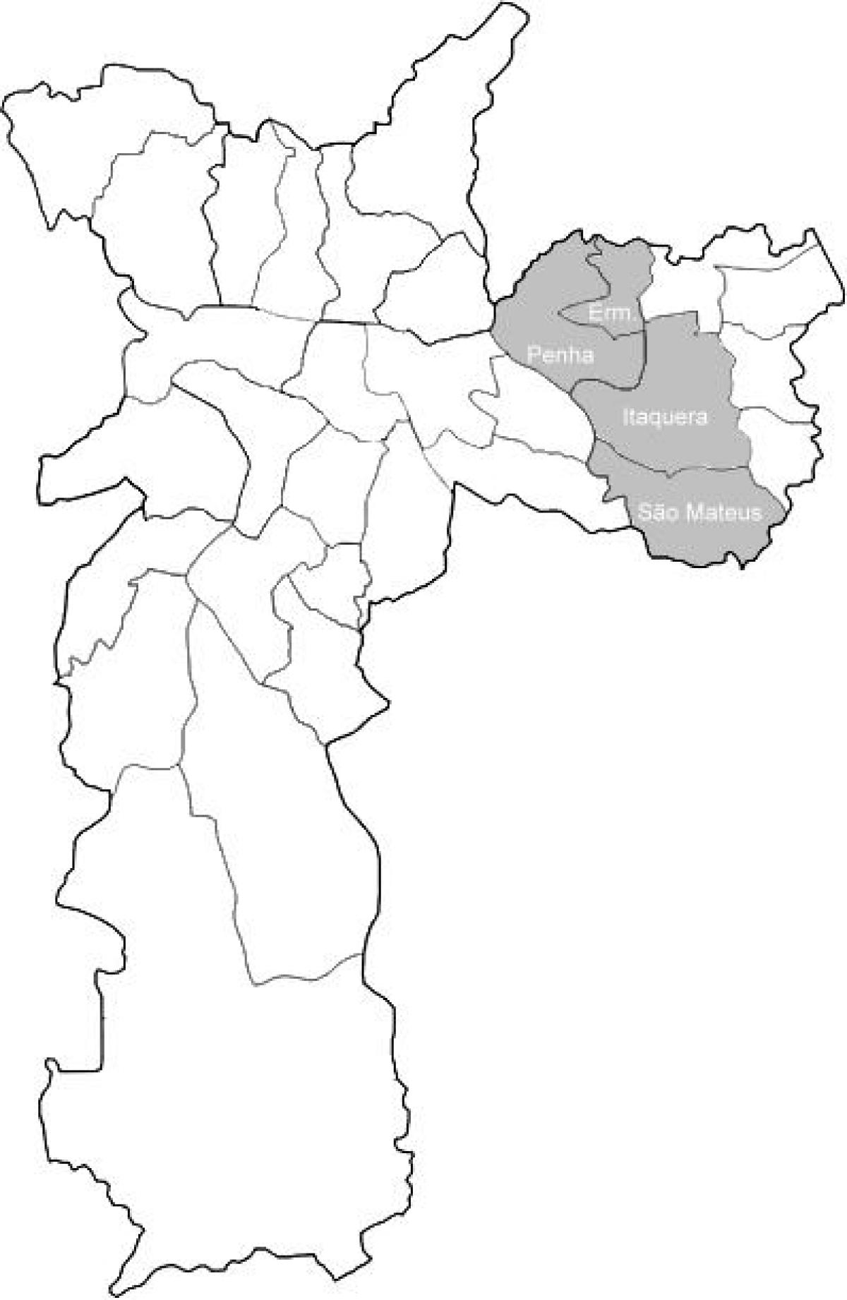 Карта на зона Leste 1 São Паоло
