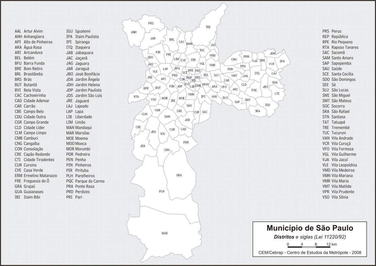 Карта на областите São Паоло