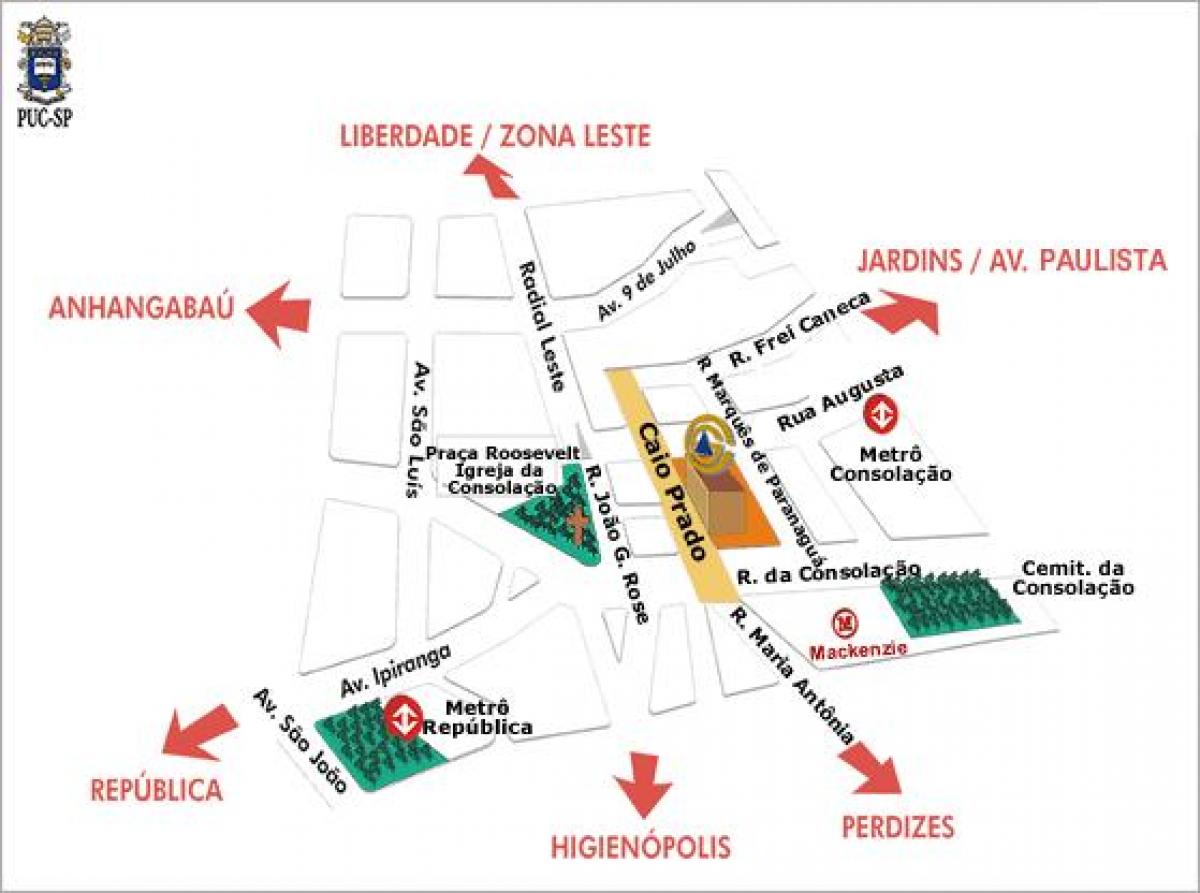 Карта на Понтификалниот Католичкиот Универзитет на São Паоло
