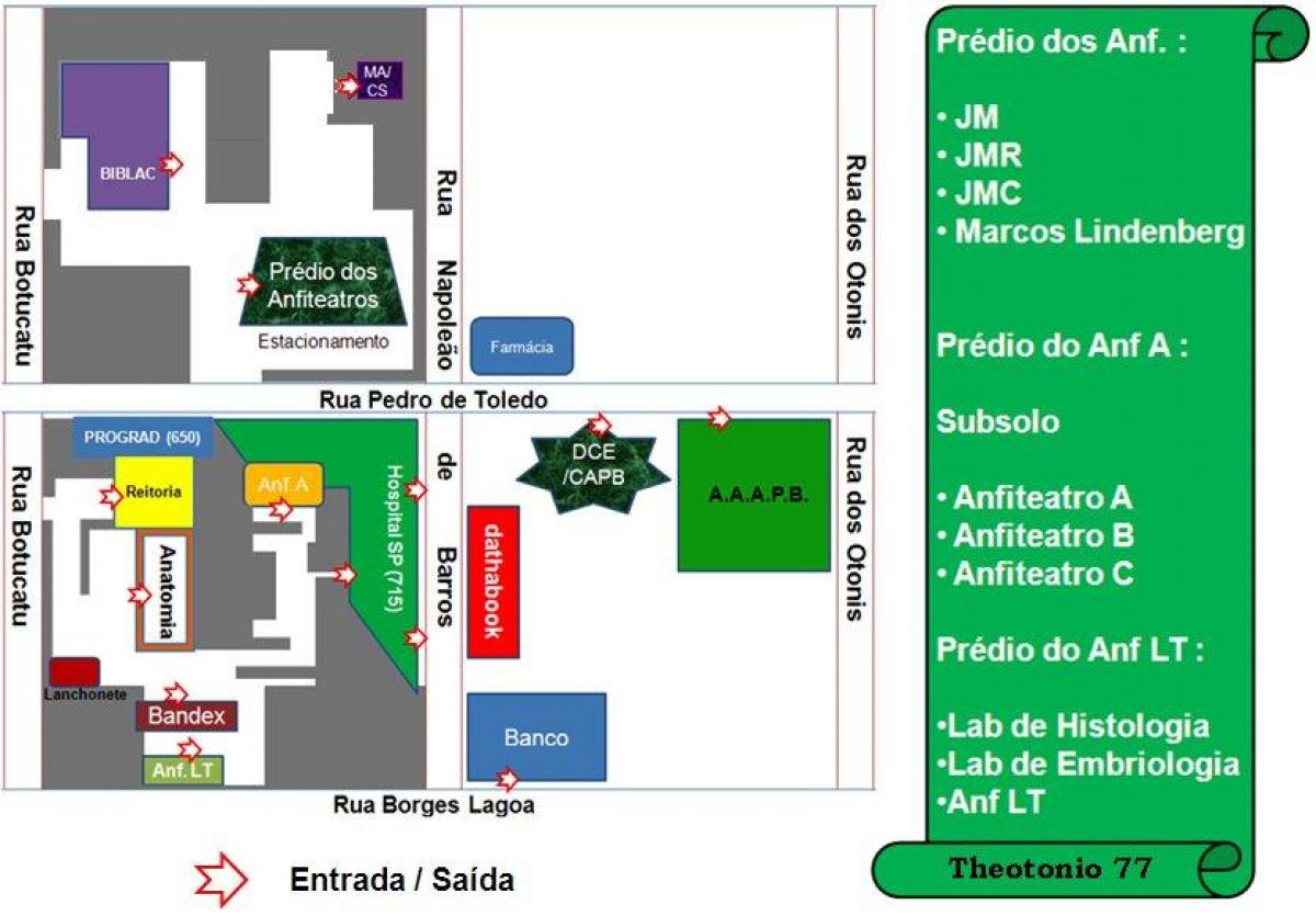 Карта на федералниот универзитет на São Паоло - UNIFESP
