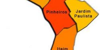 Карта на Pinheiros под-префектурата