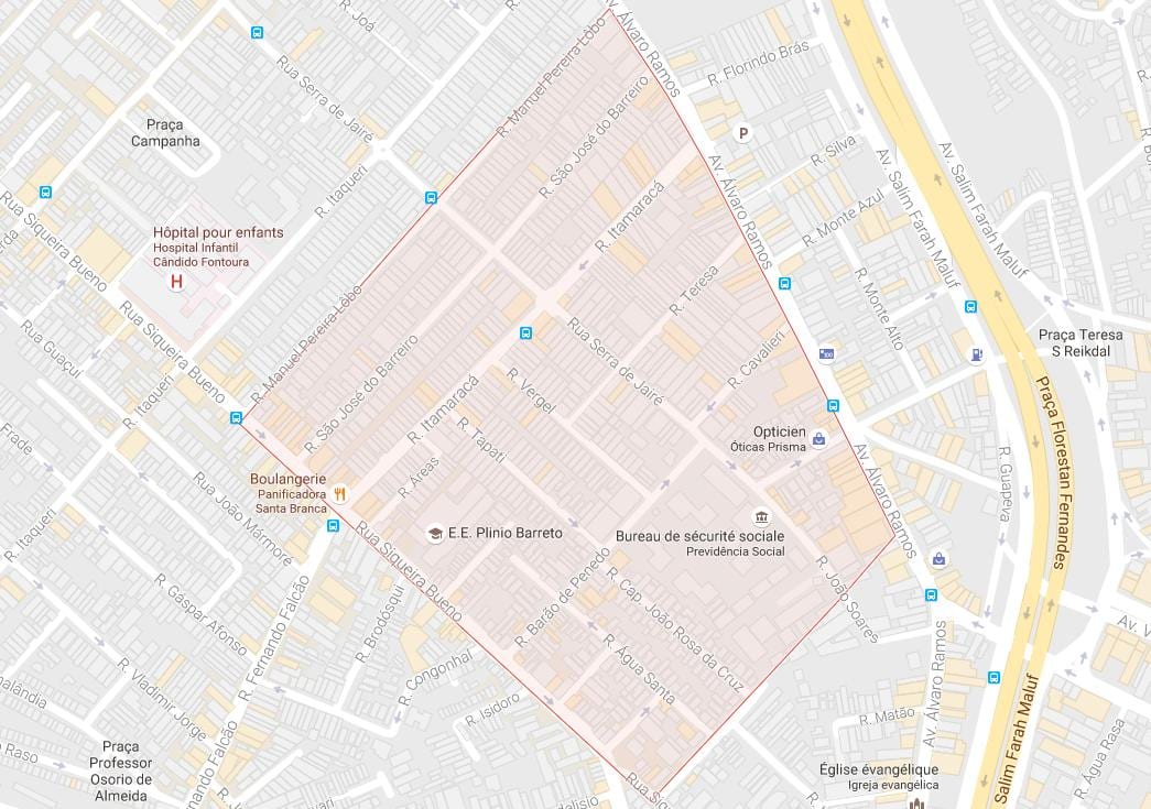 Карта на Água Rasa São Паоло