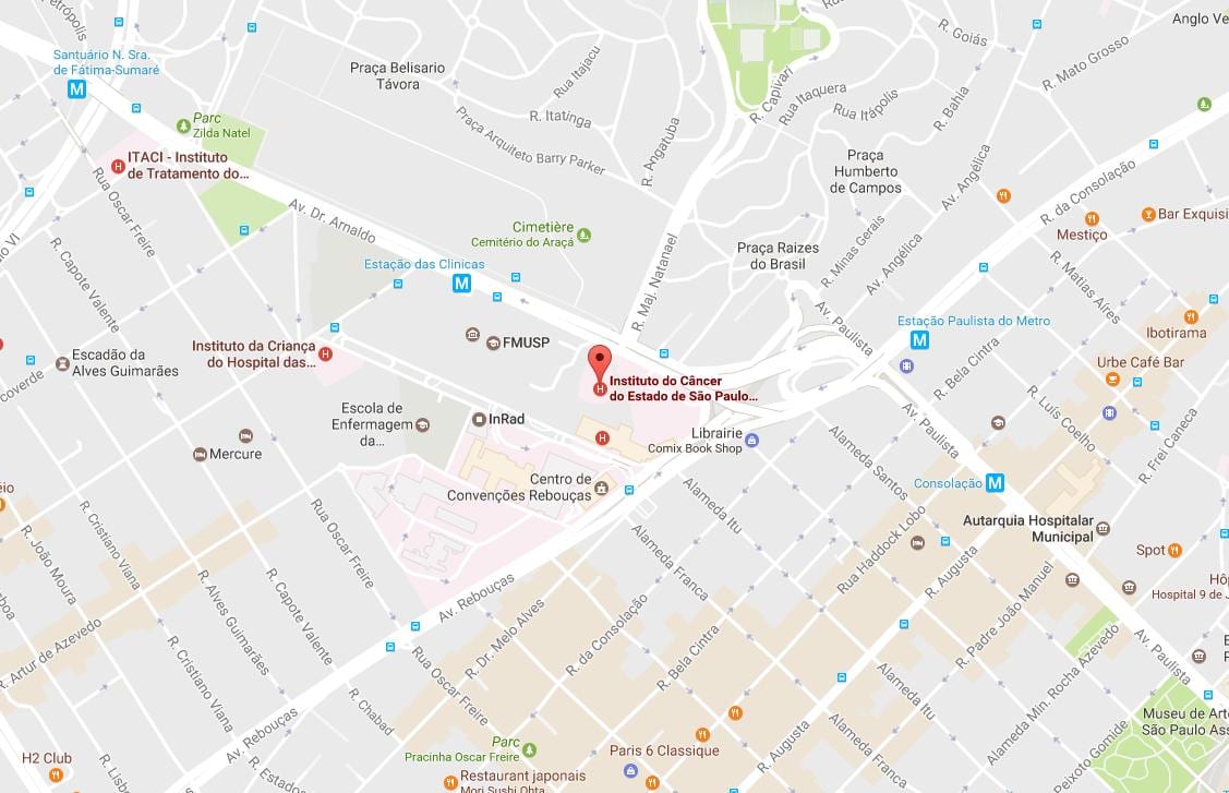 Карта на Институтот за Рак на São Паоло