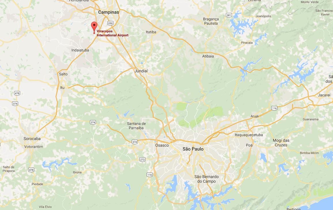 Карта на меѓународниот аеродром Campinas