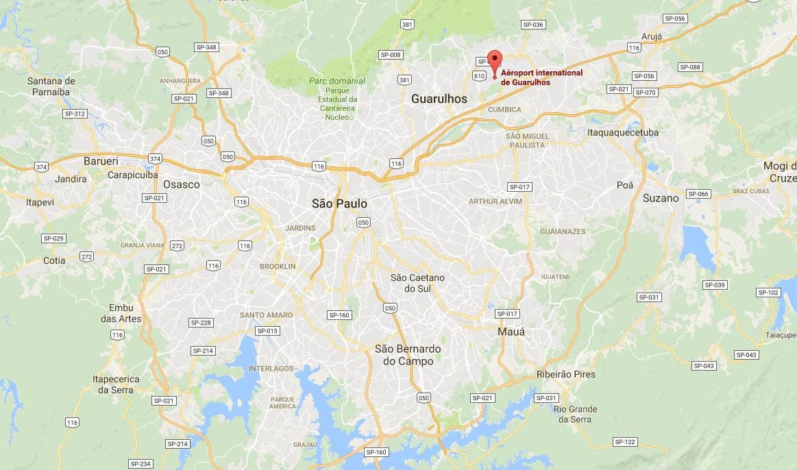 Карта на меѓународниот аеродром Guarulhos