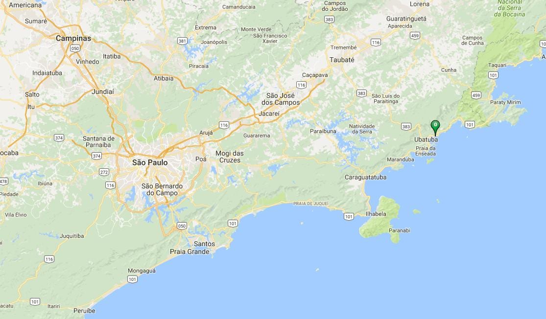 Карта на плажа Vermelha не Колумбија