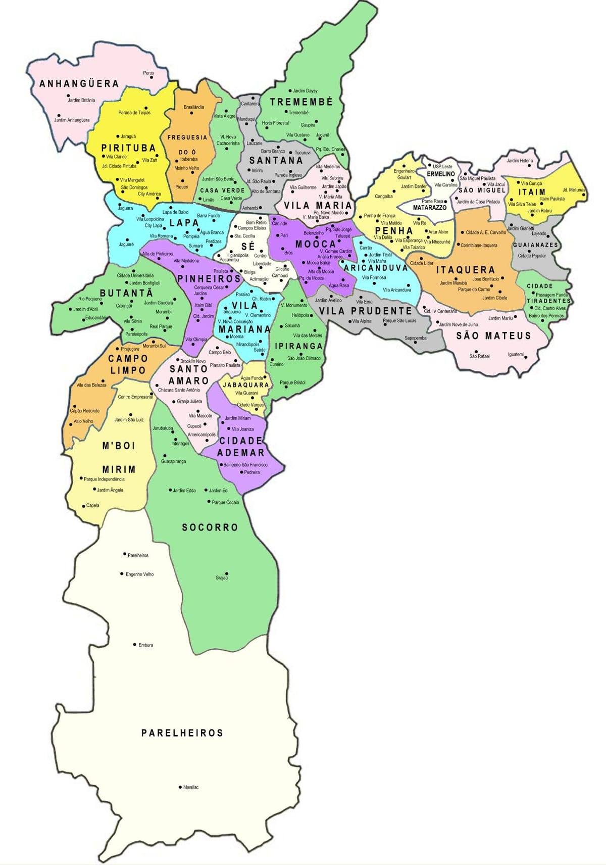 Карта на под-prefectures São Паоло