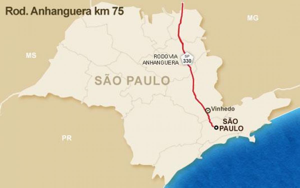 Карта на Anhanguera автопат - СП 330
