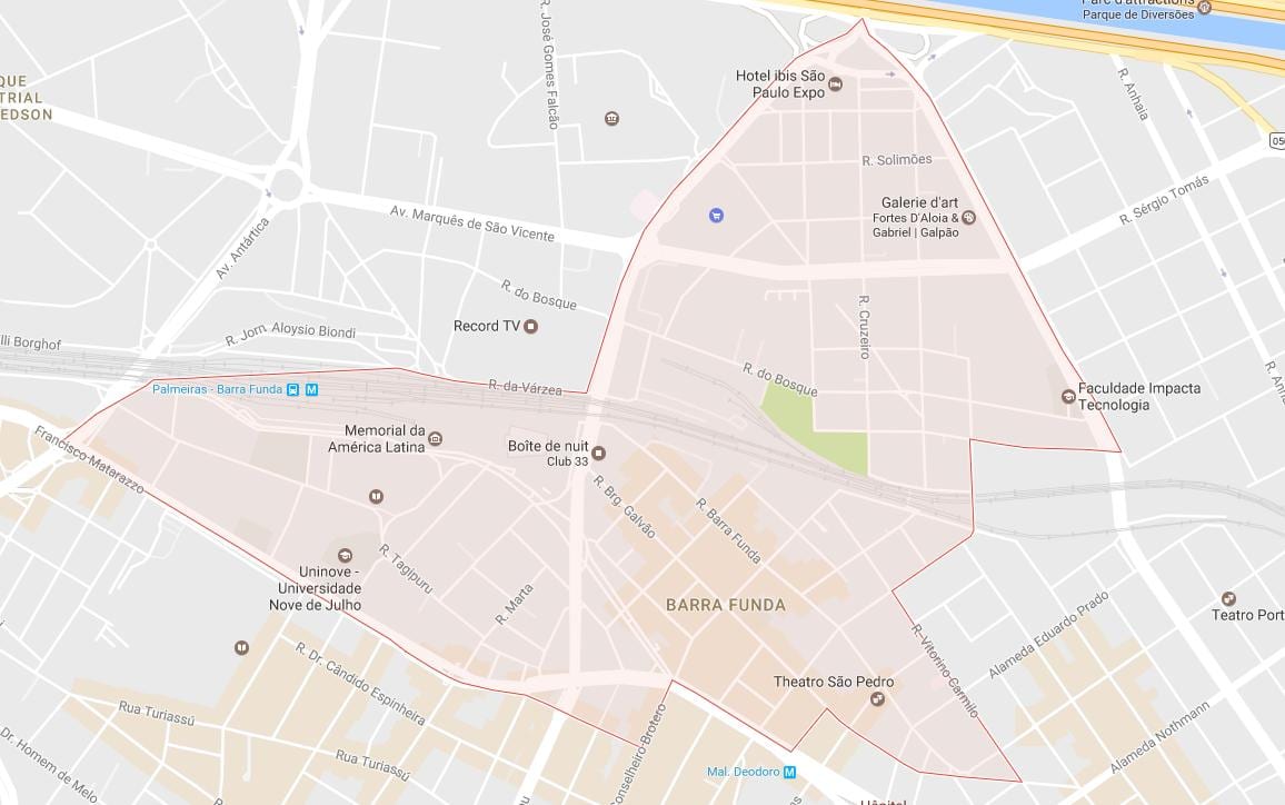 Карта на Barra Funda São Паоло