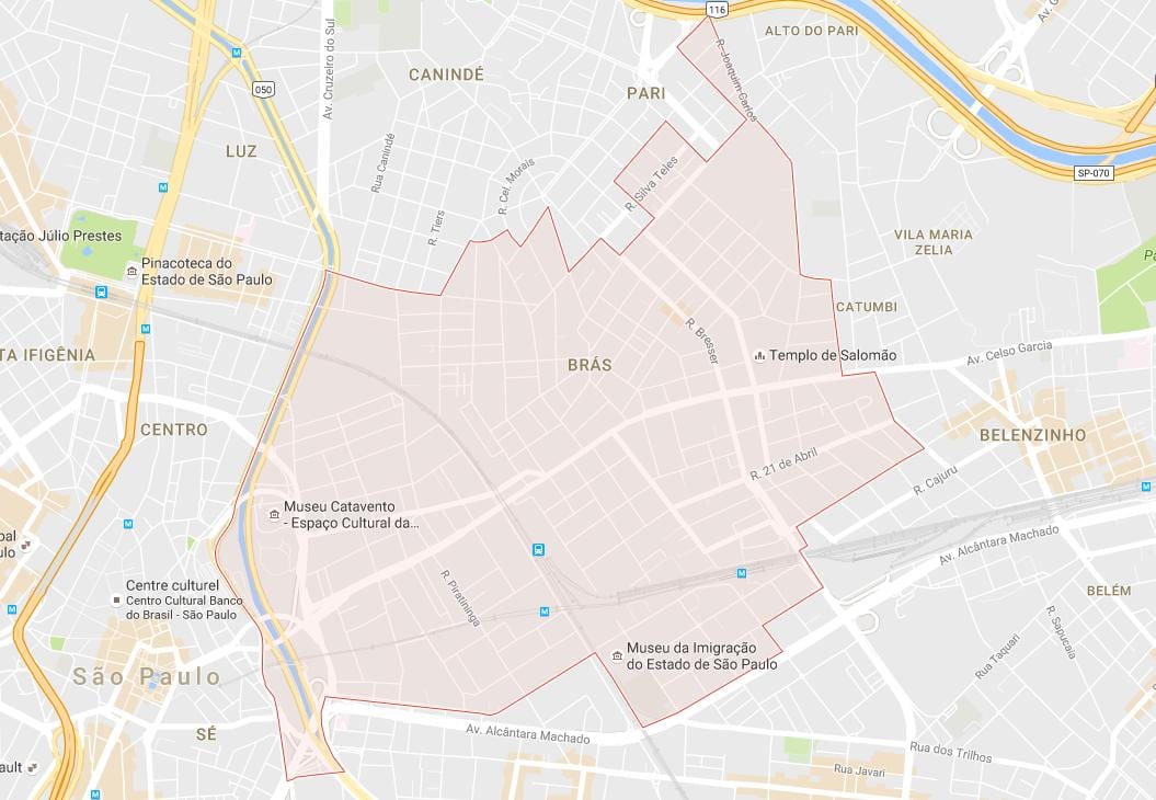 Карта на Brás São Паоло