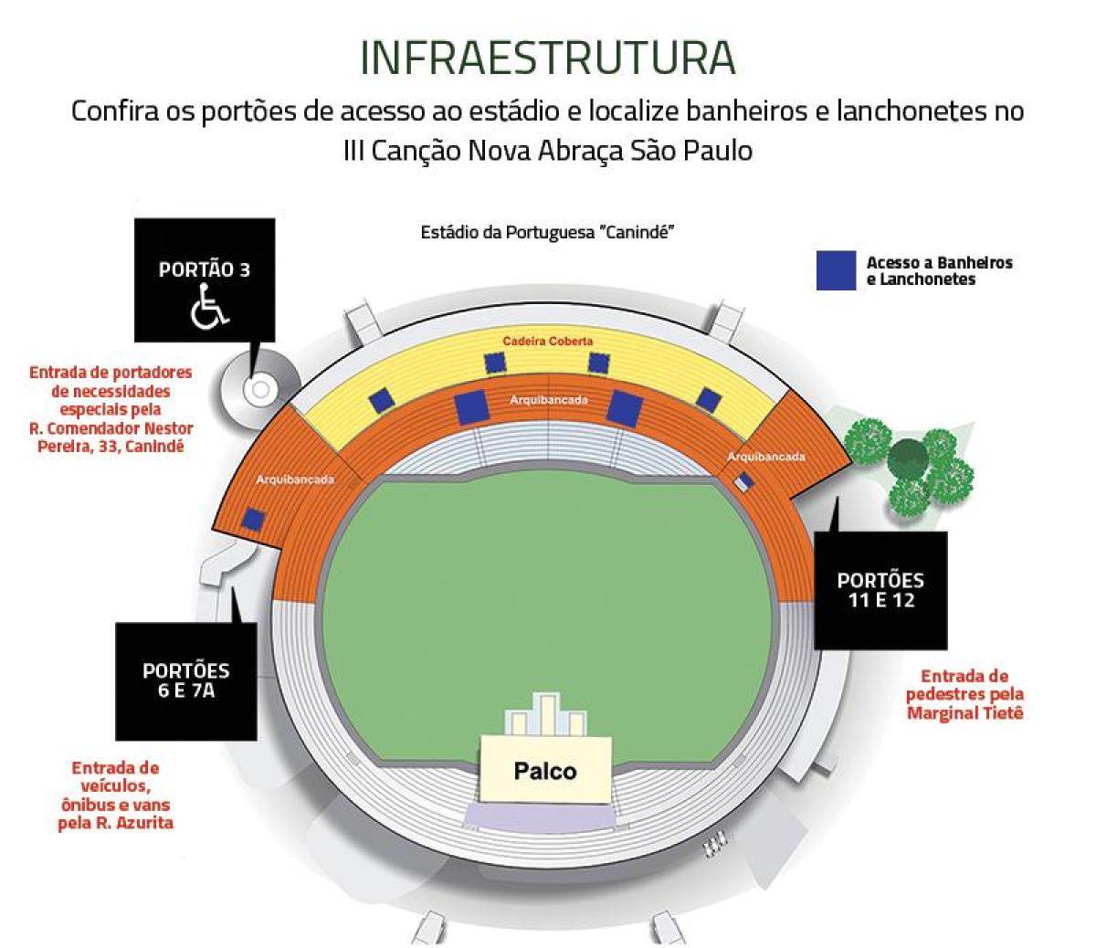 Карта на Canindé São Паоло стадионот