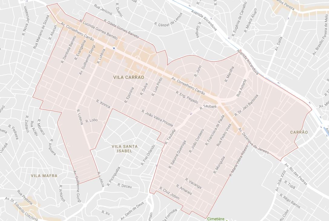 Карта на Carrão São Паоло