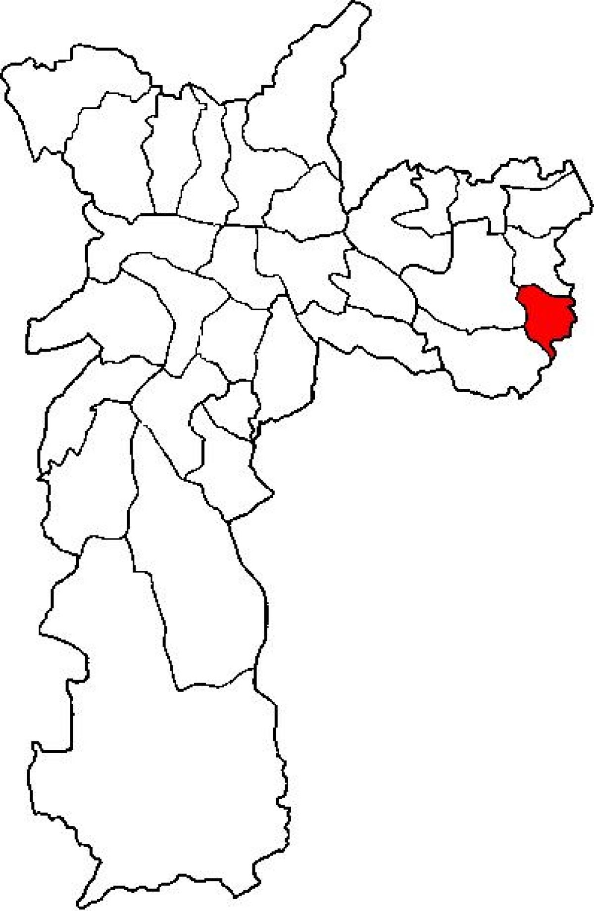 Карта на Cidade Tiradentes под-префектурата São Паоло