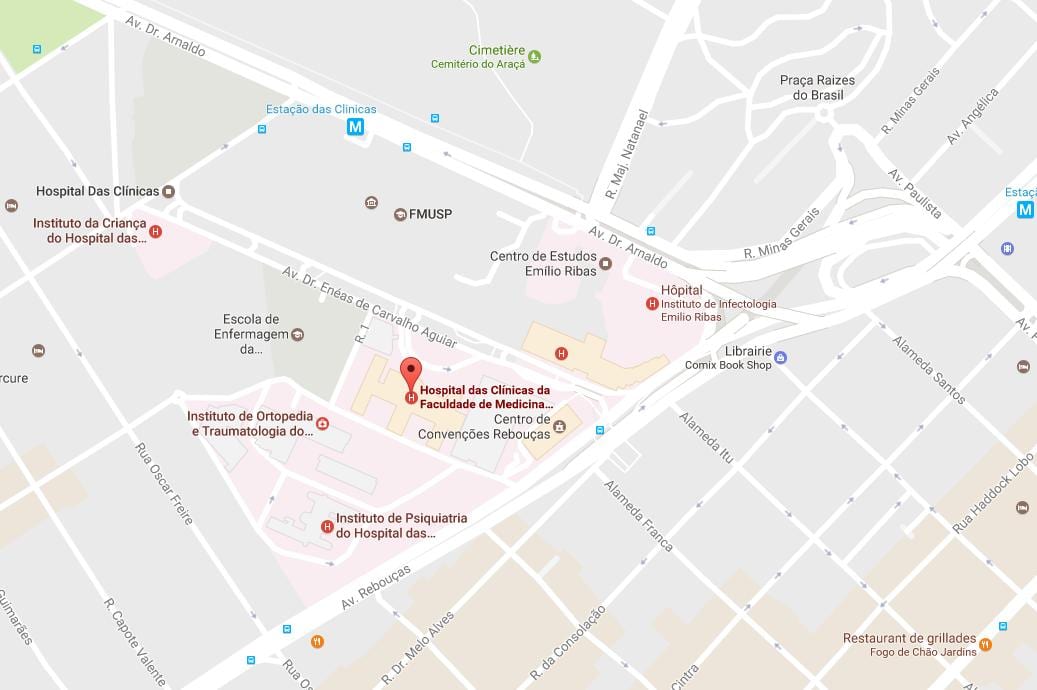 Карта на Clínicas болница