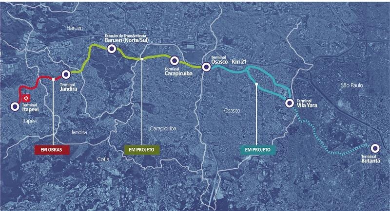 Карта на corredor metropolitano Itapevi