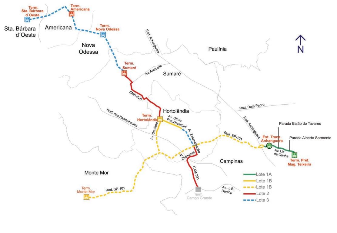 Карта на corredor metropolitano Noroeste