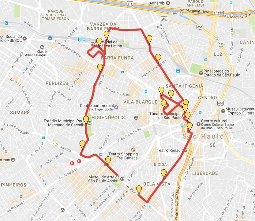 Карта на Corrida Меѓународни São Silvestre