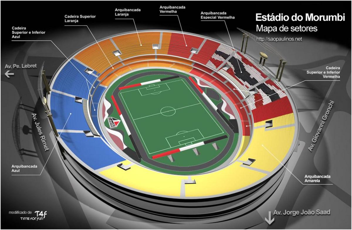 Карта на Cícero-Pompeu-де-Толедо São Паоло стадионот
