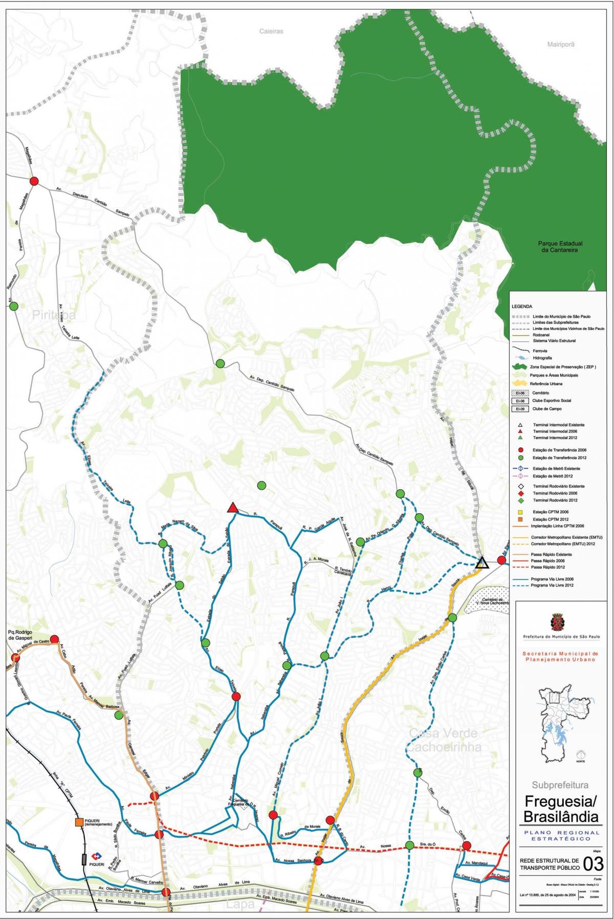 Карта на Freguesia не - São Паоло - Јавни превезува