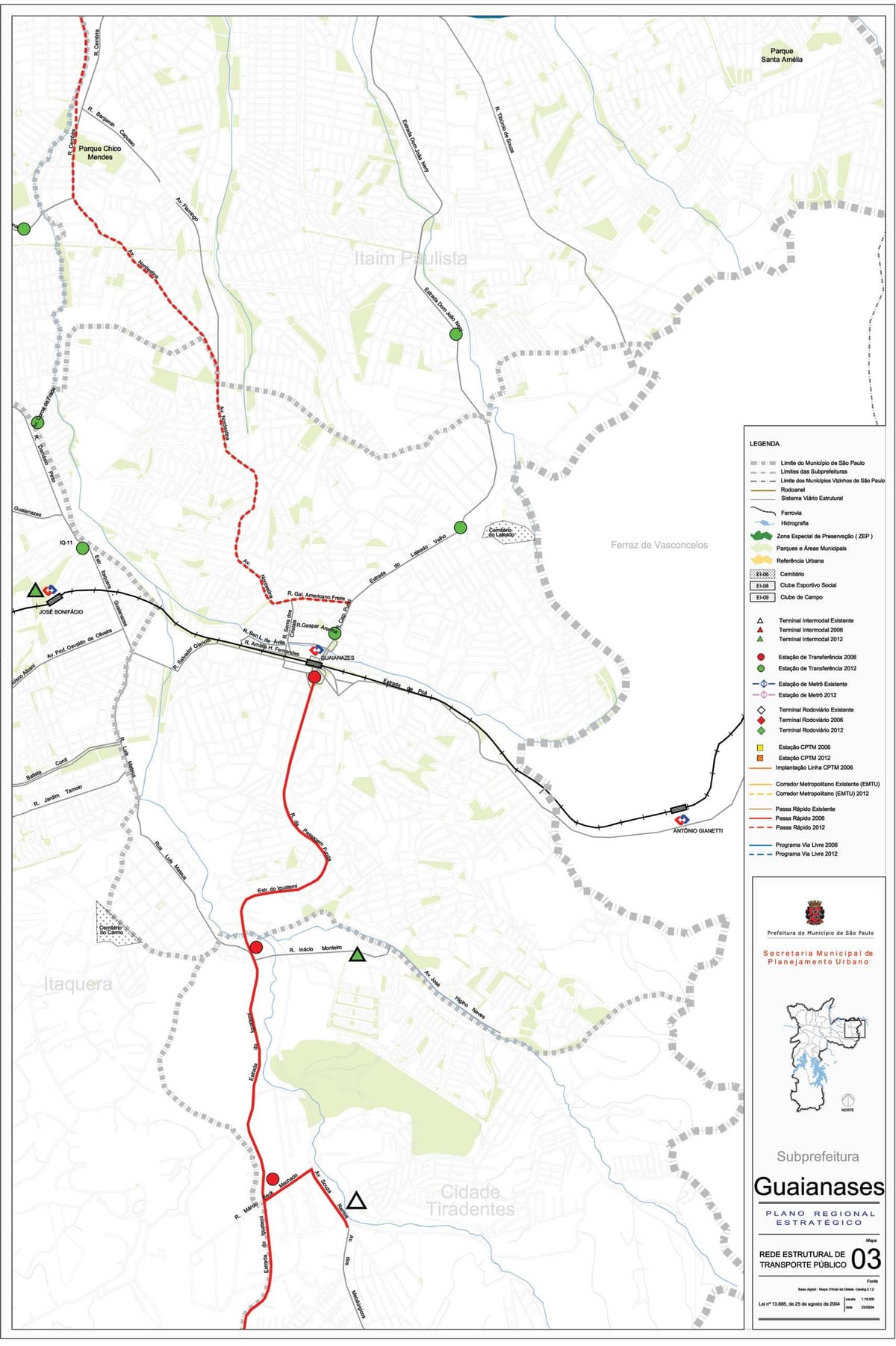 Карта на Guaianases São Паоло - Јавни превезува