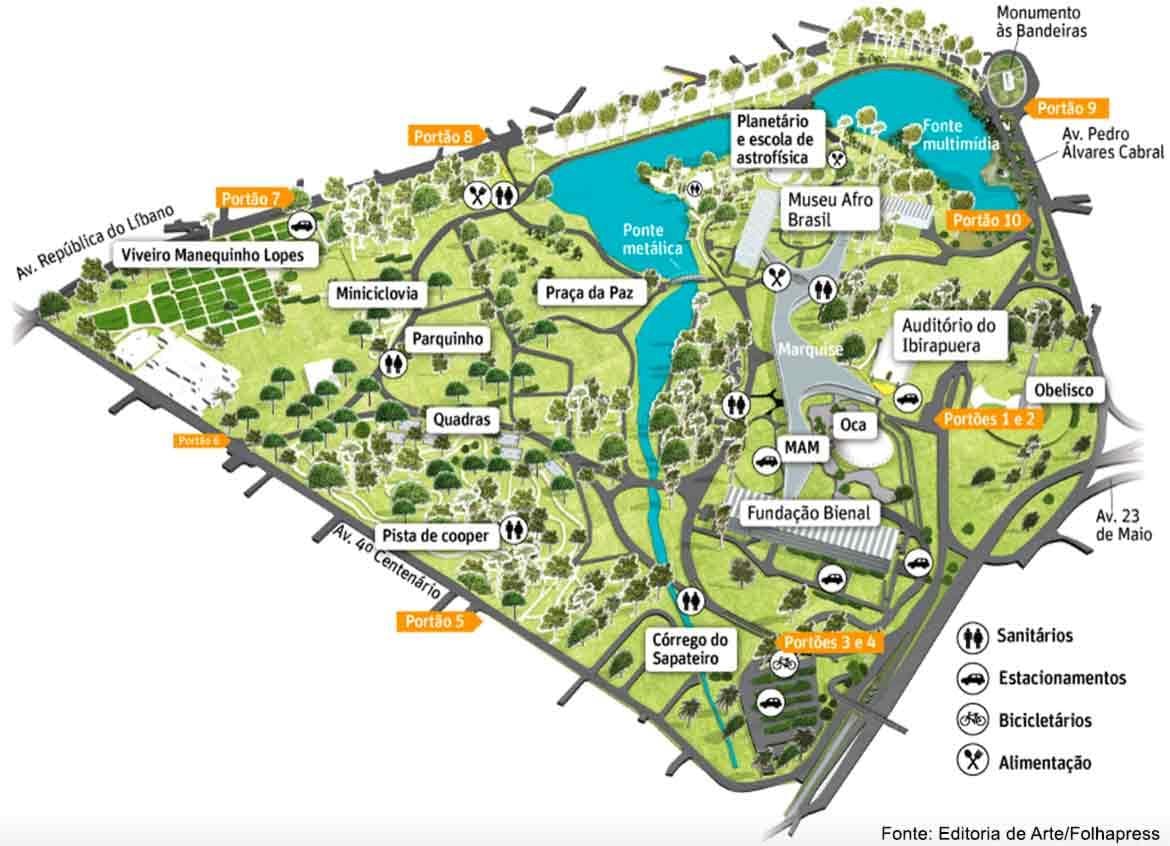Карта на Ibirapuera Парк São Паоло