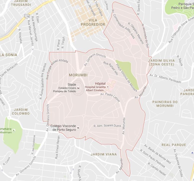 Карта на Morumbi São Паоло