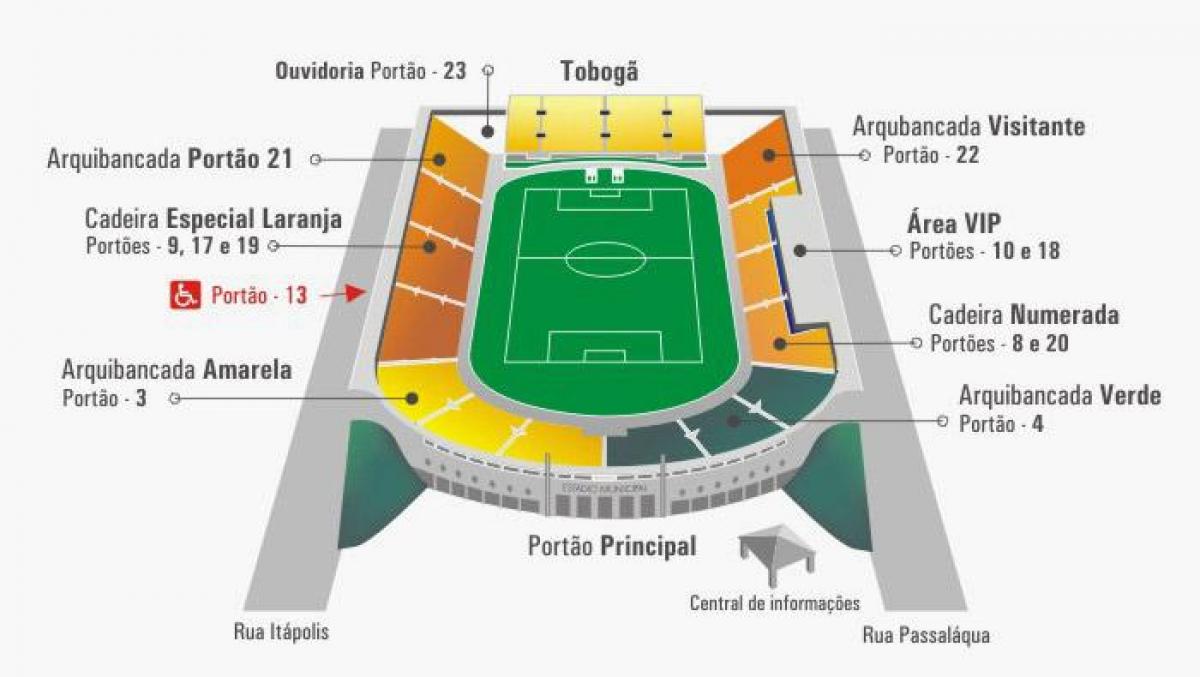 Карта на Pacaembu стадионот