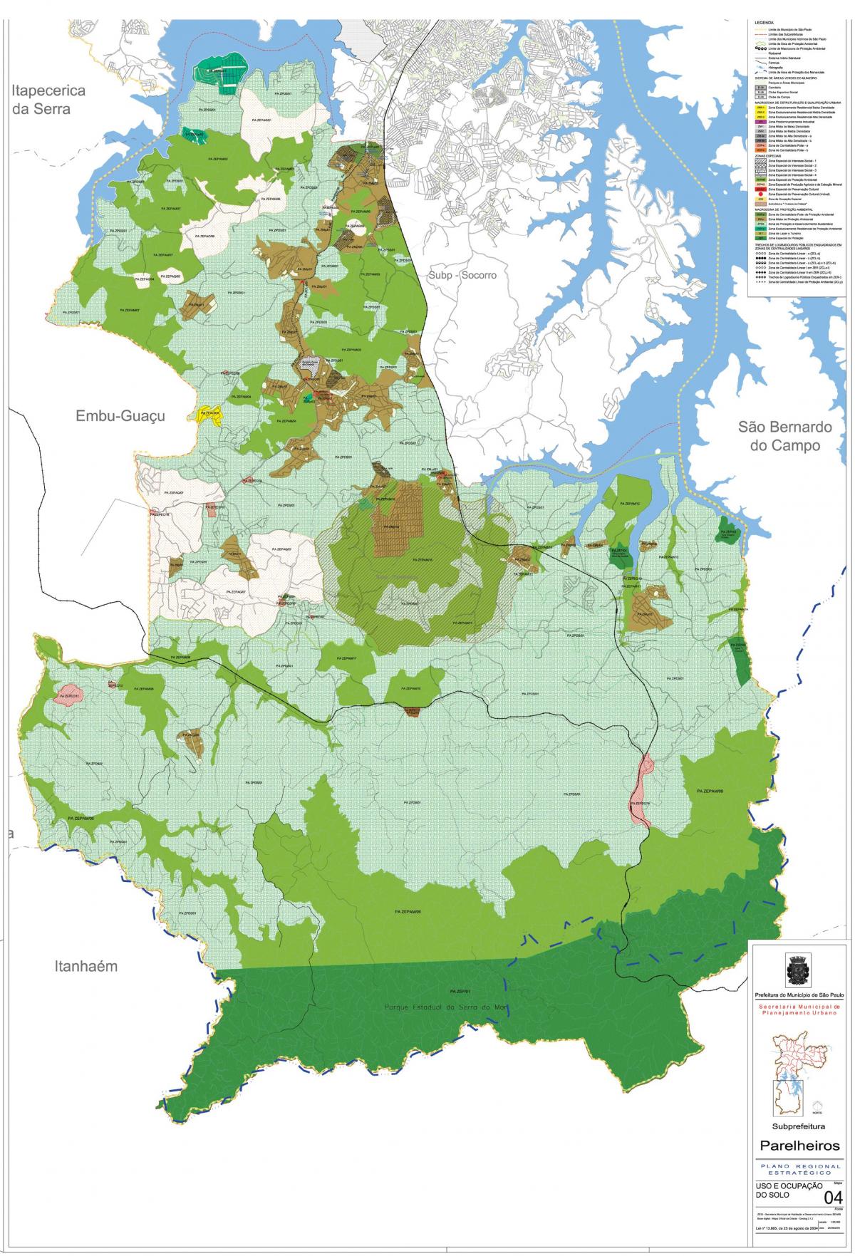Карта на Parelheiros São Паоло - Окупацијата на почвата