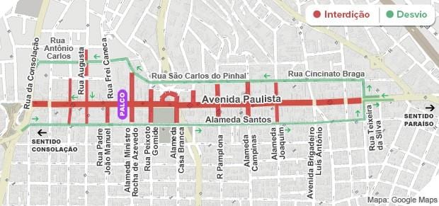 Карта на Paulista авенија São Паоло