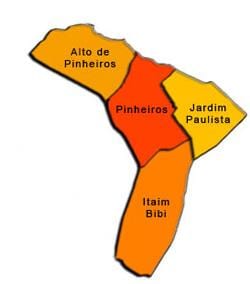 Карта на Pinheiros под-префектурата
