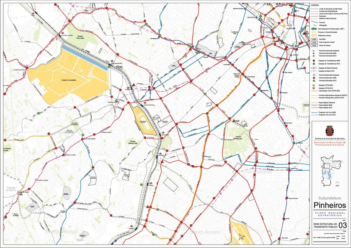 Карта на Pinheiros São Паоло - Јавни превезува