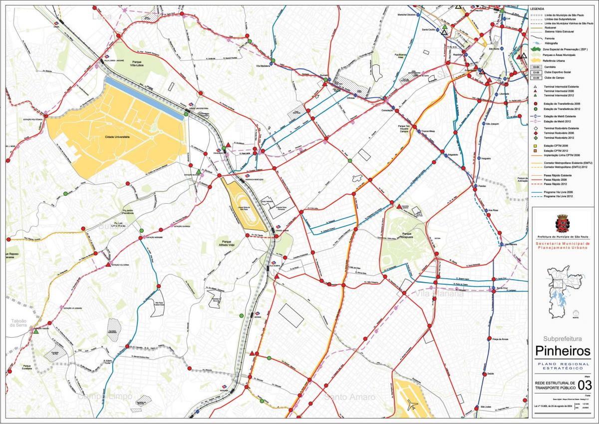 Карта на Pinheiros São Паоло - Јавни превезува