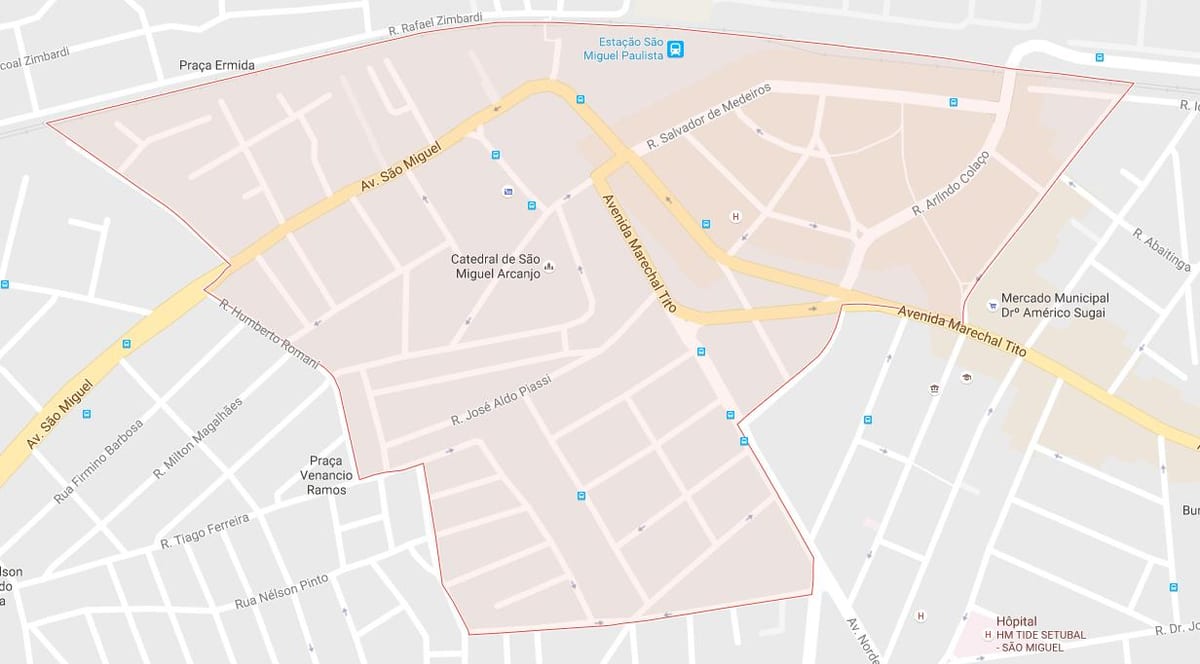 Карта на São Мигел Paulista São Паоло
