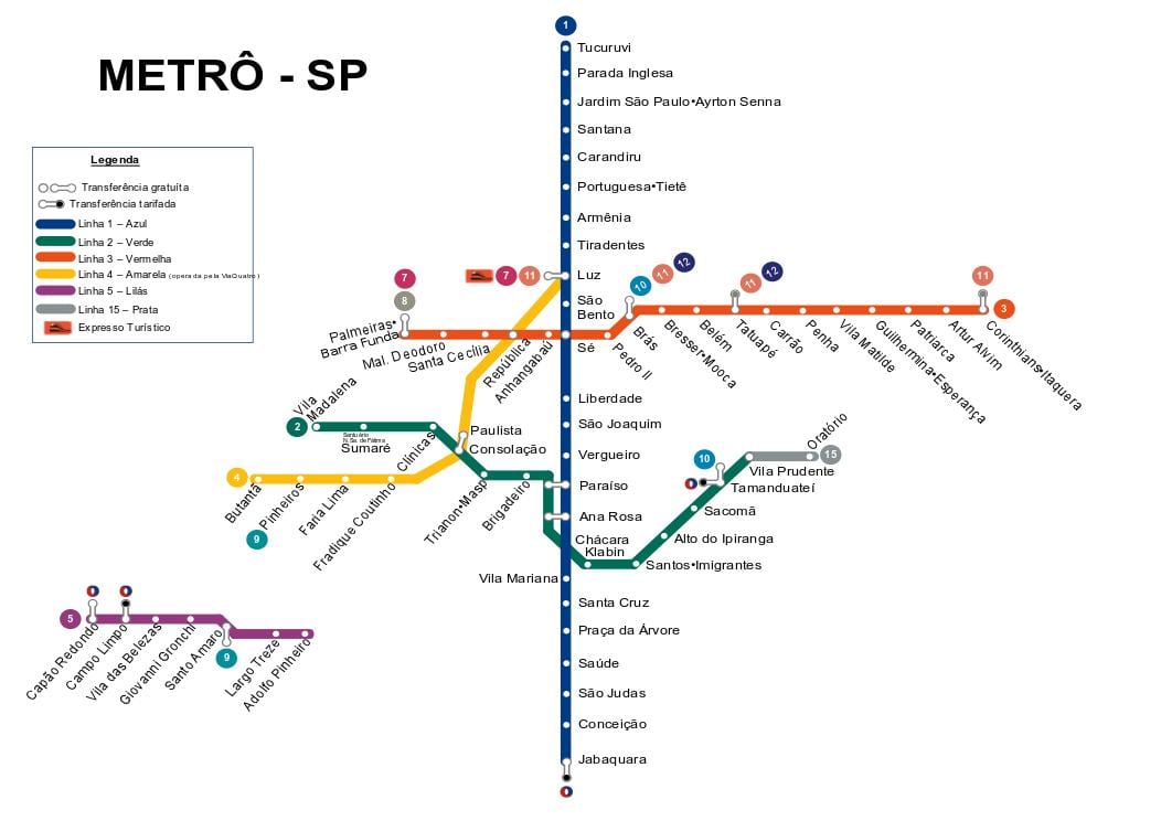 Карта на São Паоло метро