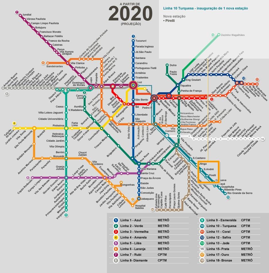 Карта на São Паоло мрежа метро