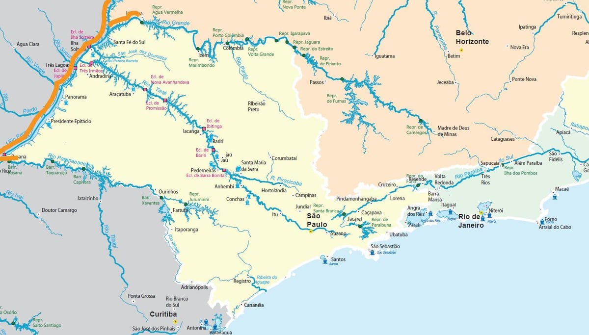 Карта на São Паоло реки