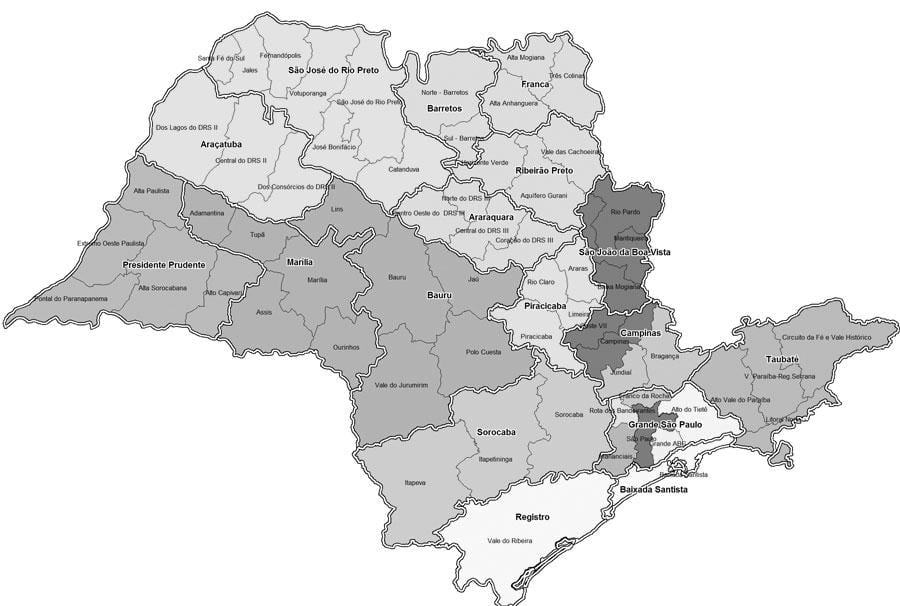 Карта на São Паоло црно и бело