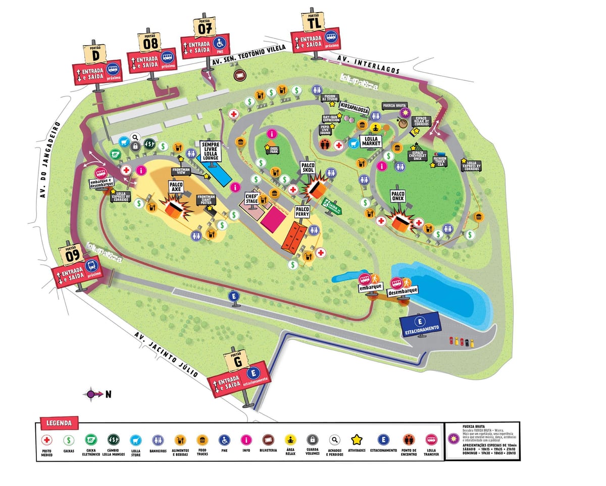 Карта на São Паоло lollapalooza